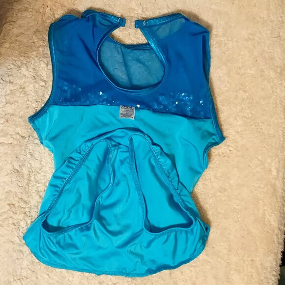 EUC ~A Wish Come True ~ Turquoise Colored Leotard with Sequins (Adult Medium) - Picture 4 of 10